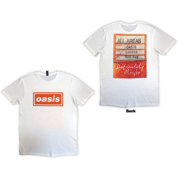 Oasis | Official Band T-Shirt | Definitely Maybe AAA Pass (Back Print)