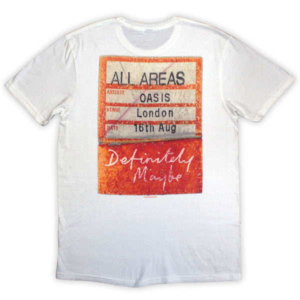 Oasis | Official Band T-Shirt | Definitely Maybe AAA Pass (Back Print)