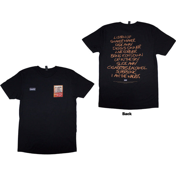 Oasis | Official Band T-Shirt | Definitely Maybe AAA Setlist (Back Print)