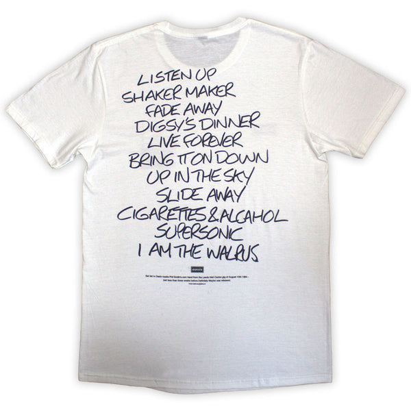 Oasis | Official Band T-Shirt | Definitely Maybe AAA Setlist (Back Print)