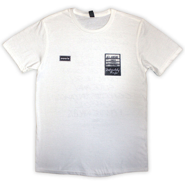 Oasis | Official Band T-Shirt | Definitely Maybe AAA Setlist (Back Print)