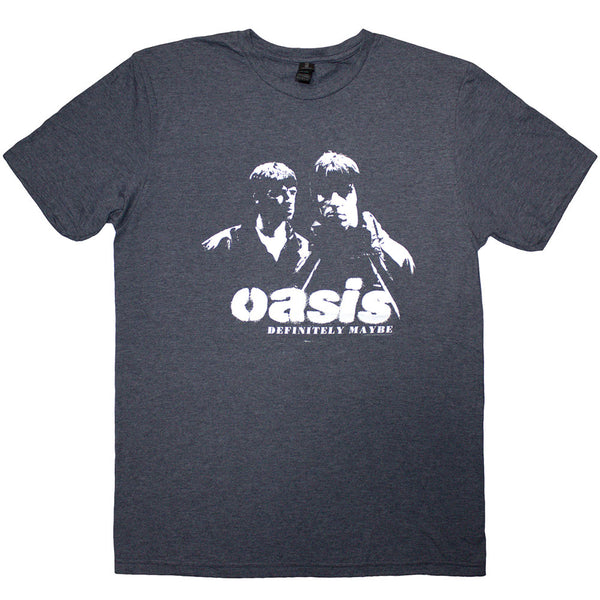 Oasis | Official Band  T-Shirt | Definitely Maybe Photo Stencil (Navy Blue)
