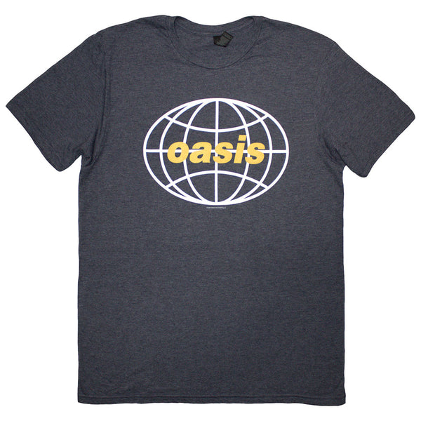 Oasis | Official Band  T-Shirt | Globe Logo (Navy Blue)