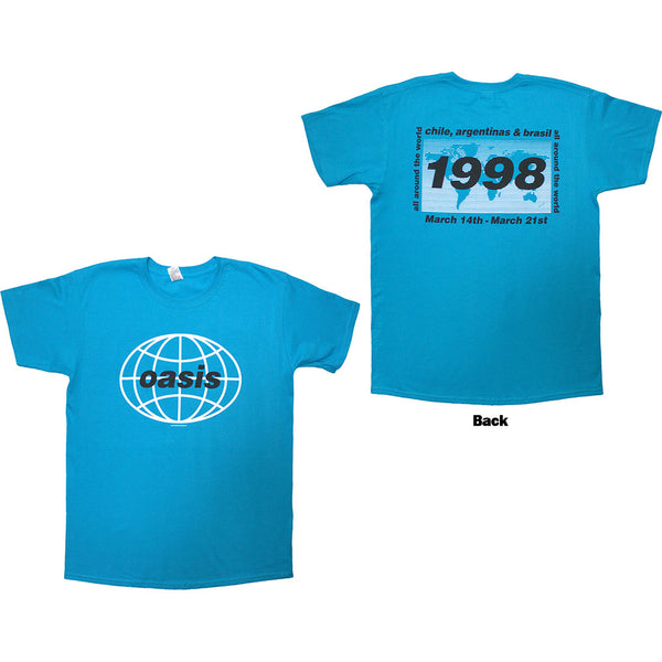 Oasis | Official Band T-Shirt | 1998 World Tour - South America (Back Print)
