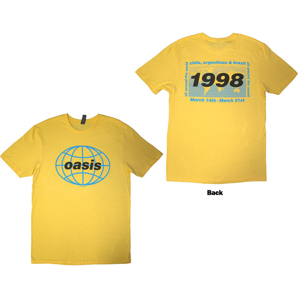 Oasis | Official Band T-Shirt | 1998 World Tour - South America (Back Print)