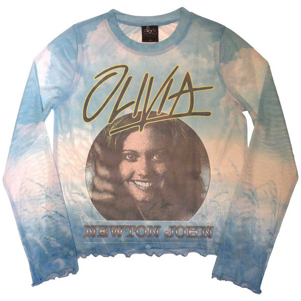 Olivia Newton-John | Ladies Long Sleeve Official Band T-Shirt | Circle Photo (Mesh)