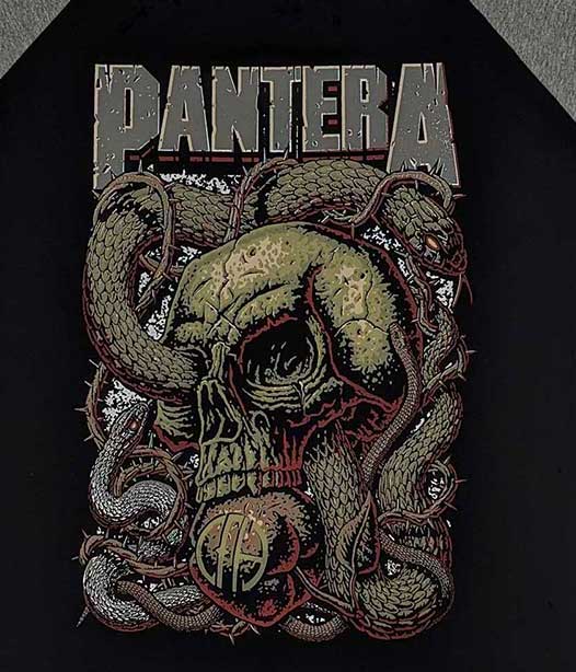 Pantera | Official Band Raglan T-Shirt | Serpent Skull