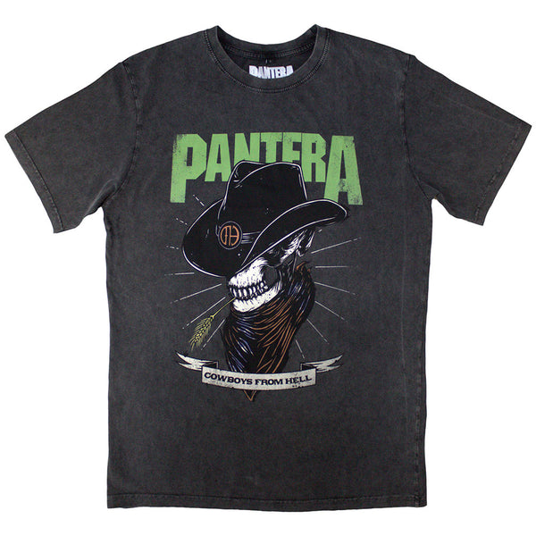 Pantera | Official Stone Wash Band T-Shirt | Skeleton Cowboy Stone Wash