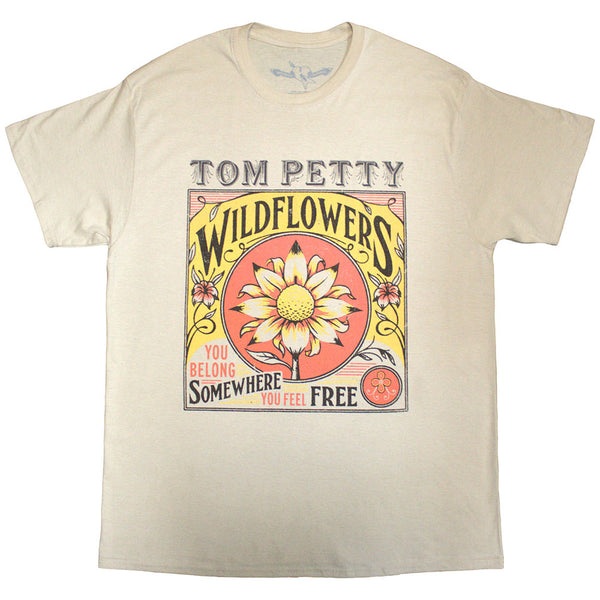 Tom Petty & The Heartbreakers | Official Band T-Shirt | Wildflowers (Sand)
