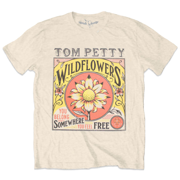 Tom Petty & The Heartbreakers | Official Band T-Shirt | Wildflowers (Sand)