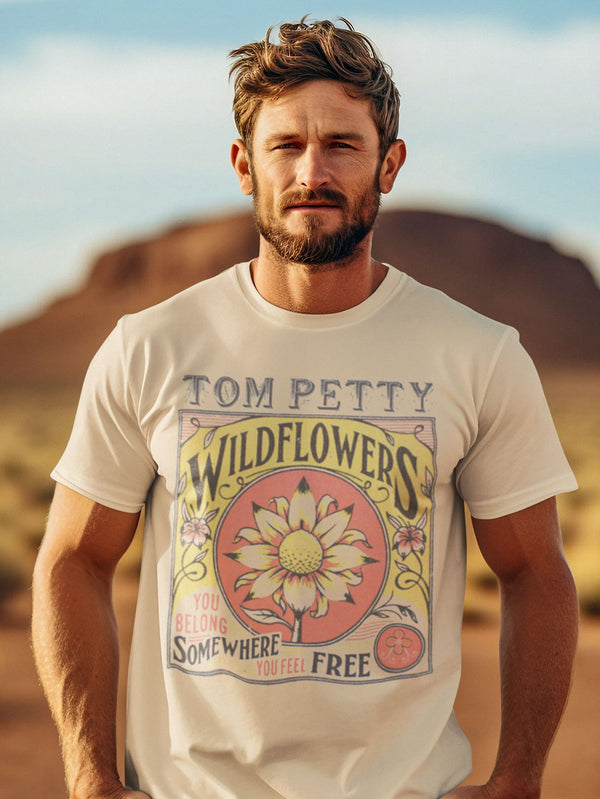 Tom Petty & The Heartbreakers | Official Band T-Shirt | Wildflowers (Sand)
