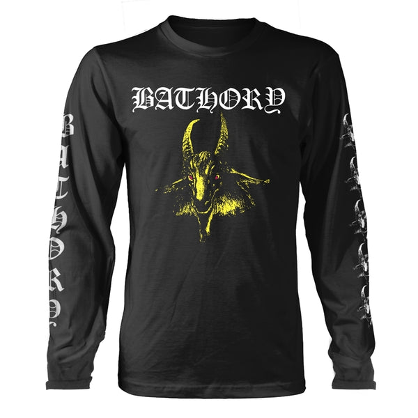 Bathory | Official Band Long Sleeve T-Shirt | Goat (yellow text, back print)