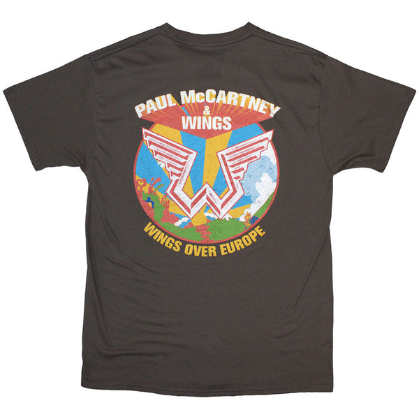 Paul McCartney | Official Artist T-Shirt | Wings Over Europe (Charcoal Grey) (Back Print)