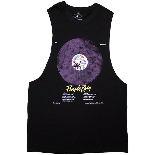 Prince | Official Band Vest T-Shirt | Purple Rain Disc
