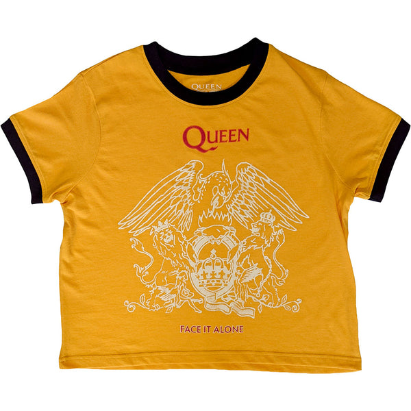 Queen | Official Band Crop Top | Face It Alone Crest (Yellow)