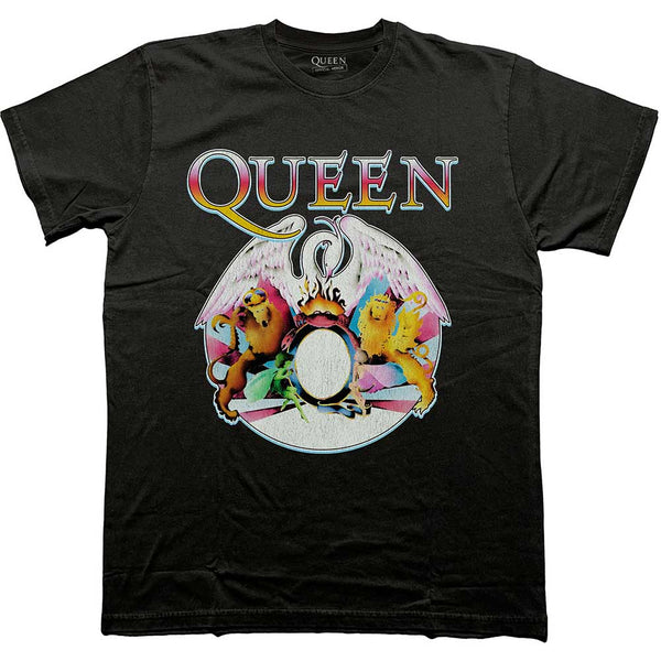 Queen | Official Band T-Shirt | Multi Colour Crest