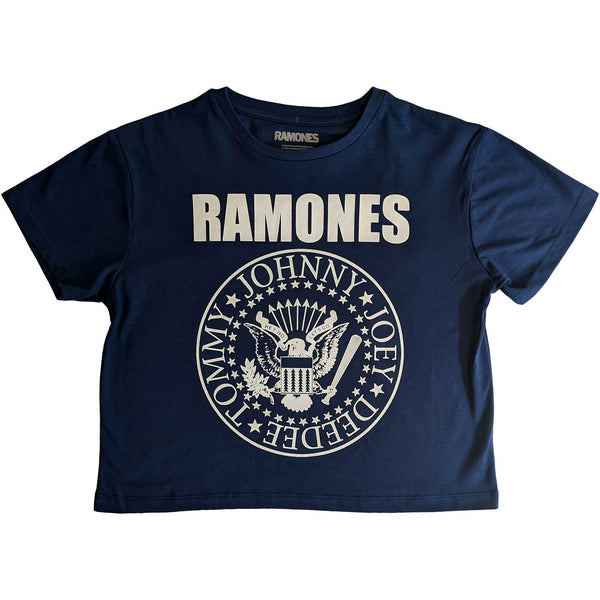 Ramones Presidential Seal: Ladies blue Crop Top