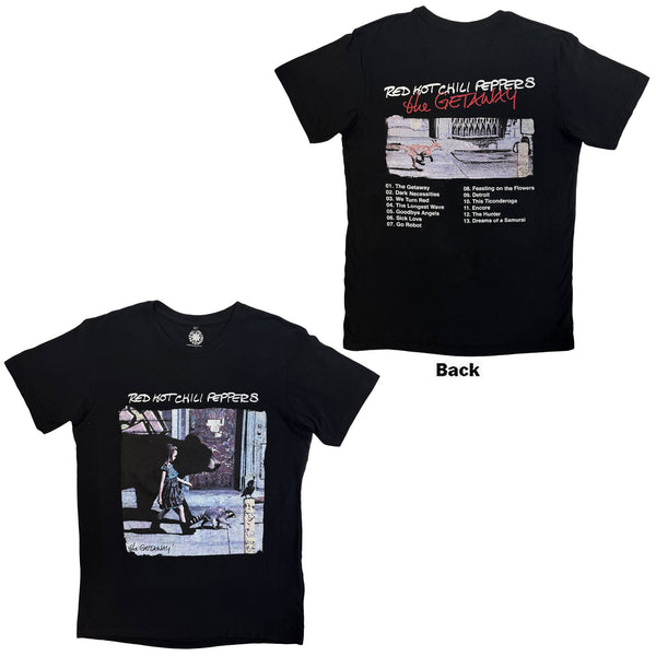 Red Hot Chili Peppers | Official Band Carbon T-Shirt | The Getaway Tracklist (Black) (Back Print)