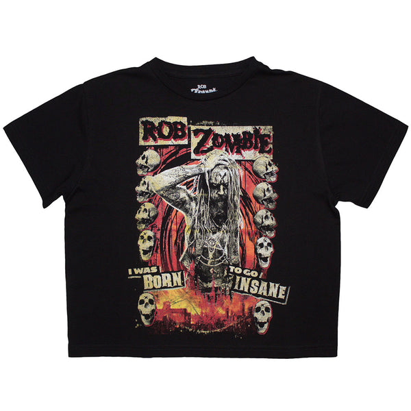 Rob Zombie | Official Ladies Crop Top | Born To Go Insane