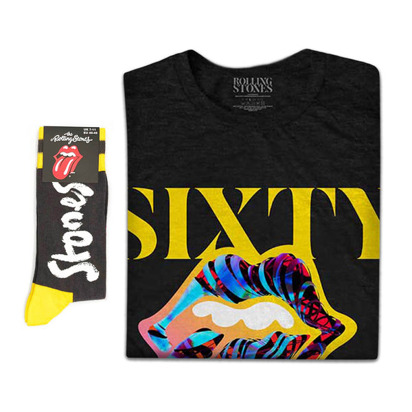 The Rolling Stones | Exclusive Band Gift Set | Sixty Cyberdelic Tongue (Back Print) Tee & Socks