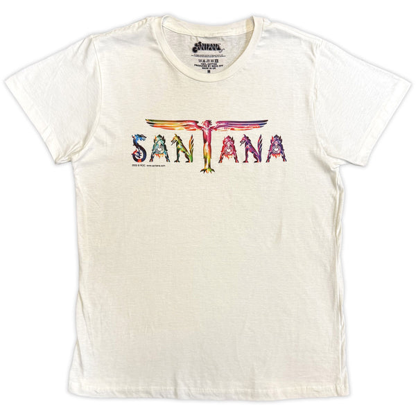 Santana | Official Band T-Shirt | Angel Wings Logo (White)