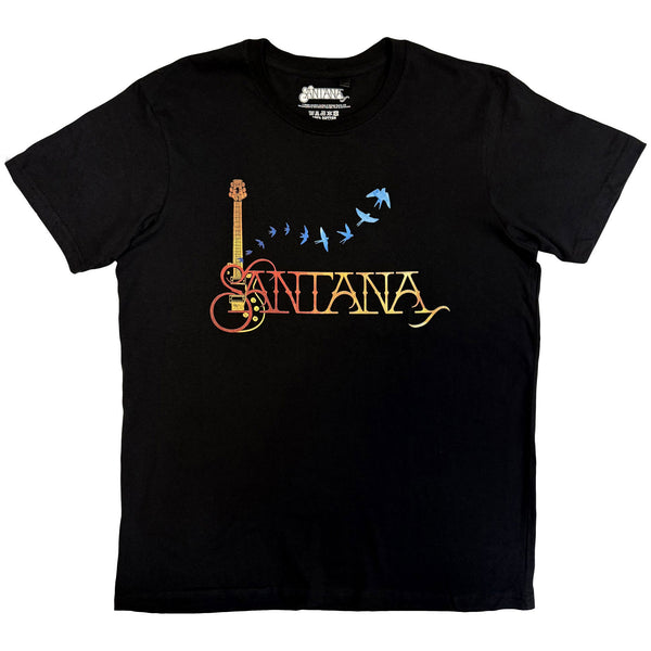 Santana | Official Band T-Shirt | Guitar & Birds (Black)