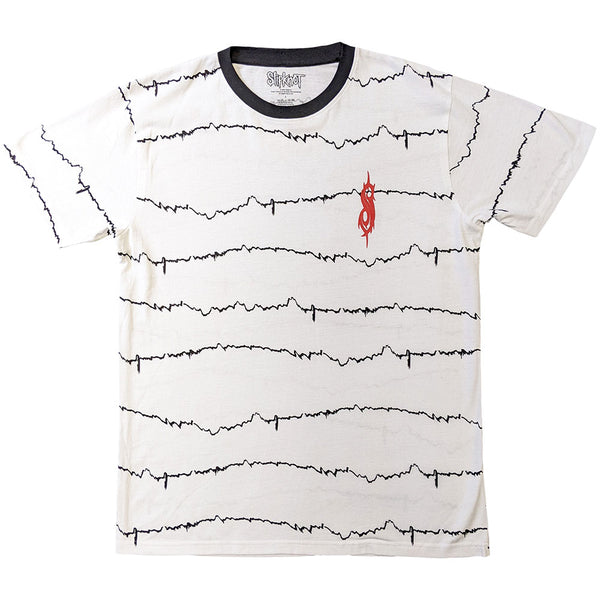 Slipknot | Official Band Ringer T-Shirt | The End, So Far Tribal-S & Barcode (White) (Back Print)