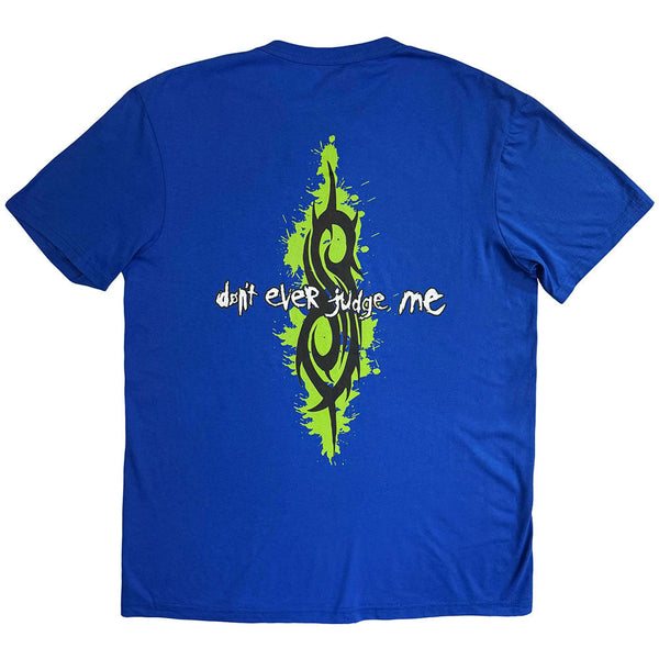 Slipknot | Official Band T-Shirt | Don't Ever Judge Me Neon (Blue) (Back Print)