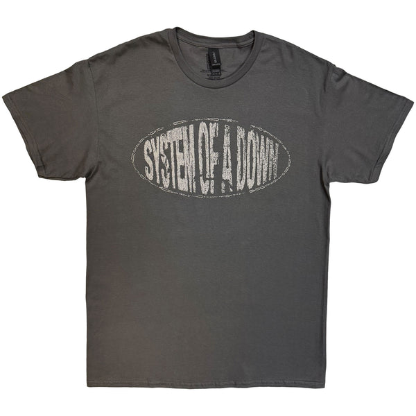 System Of A Down | Official Band T-Shirt | Stretched Logo (Charcoal Grey)