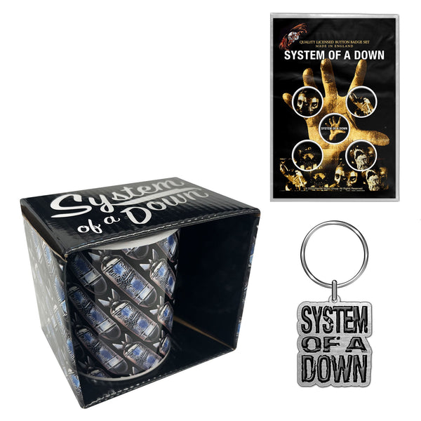 System of a Down Gift set with Coffee Mug, 5 x Button Badges & Keyring