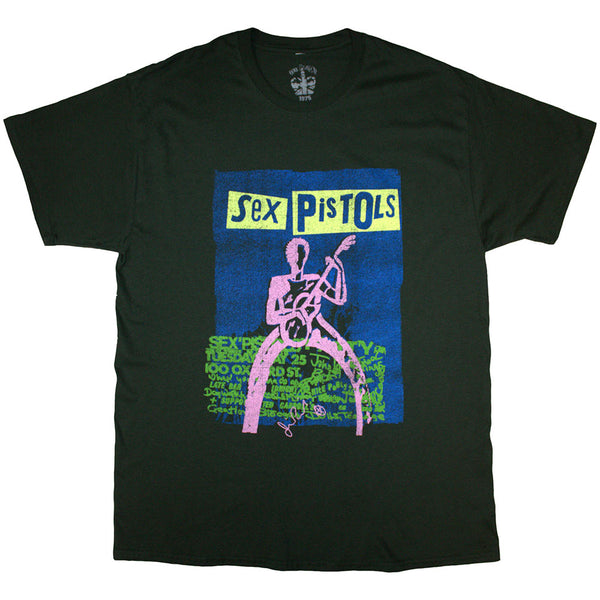 The Sex Pistols | Official  Band T-Shirt | Guitar Cartoon (Green)