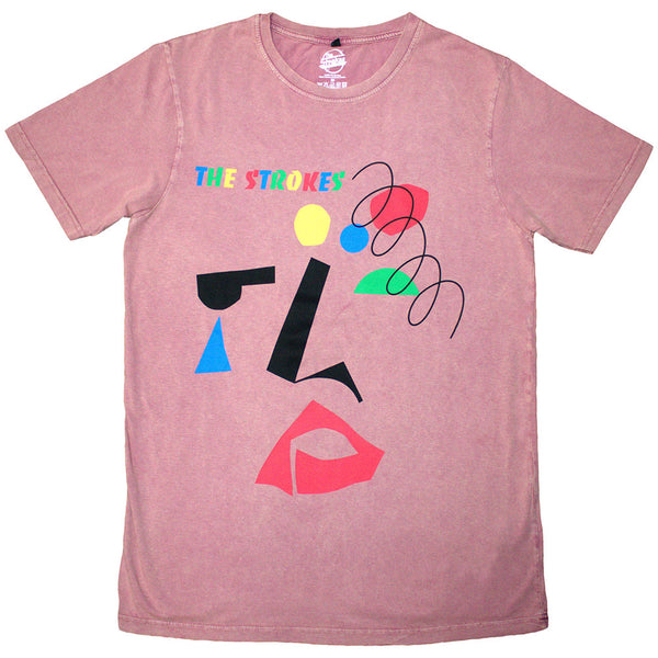 The Strokes | Official Stone Wash T-Shirt | Abstract Face
