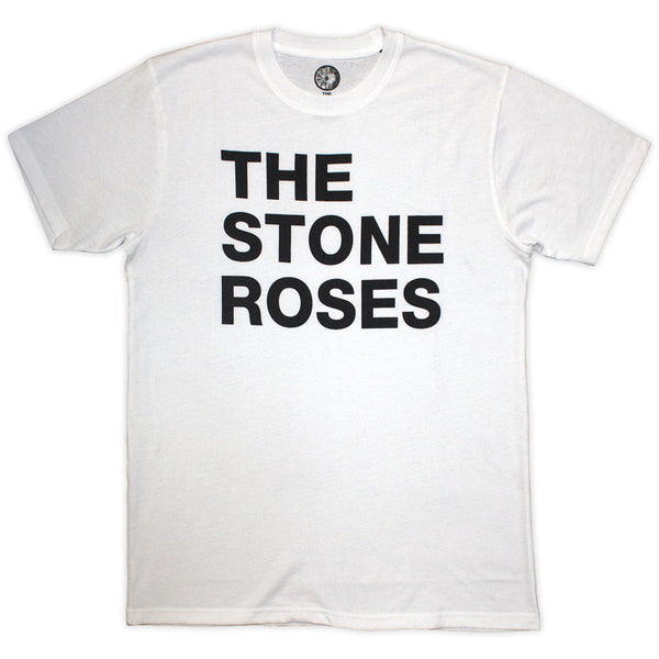 The Stone Roses | Official Band T-Shirt | Left Justified Text (White) (Jumbo Print)