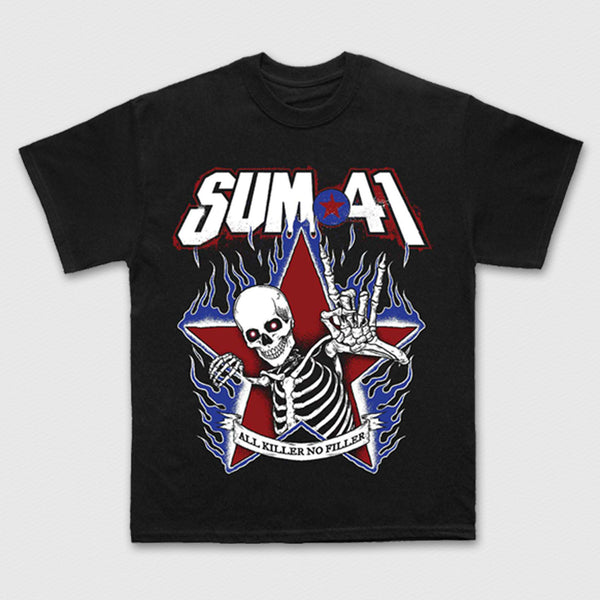 Sum 41 | Official Band Carbon T-Shirt | All Killer No Filler Skeleton (Black)