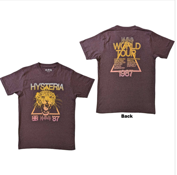 Def Leppard Unisex T-Shirt: Hysteria World Tour (Back Print)