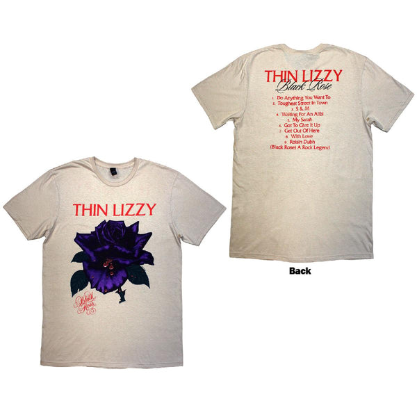 Thin Lizzy | Official Band T-Shirt | Black Rose Tracklist (Back Print)