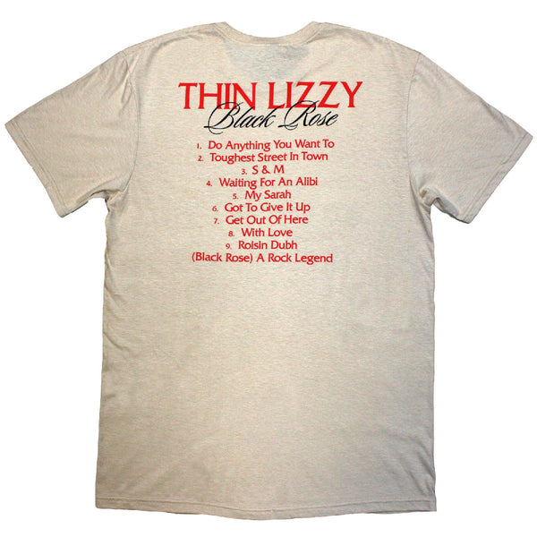 Thin Lizzy | Official Band T-Shirt | Black Rose Tracklist (Back Print)