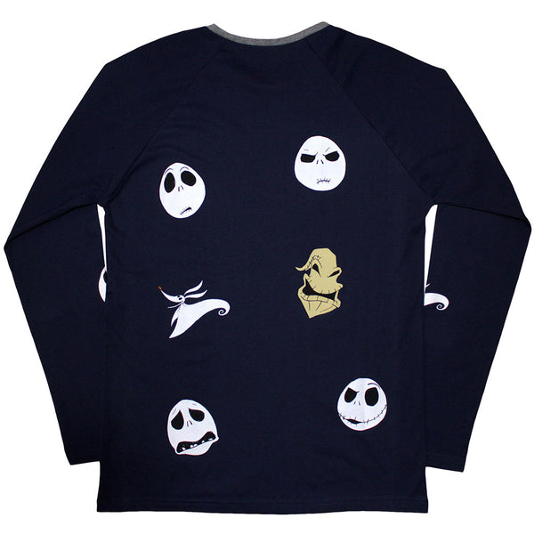 The Nightmare Before Christmas | Official Movie Long Sleeve T-Shirt | Character Heads (Back Print & Embellished)