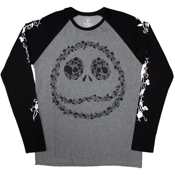 The Nightmare Before Christmas | Official Movie Raglan T-Shirt | Floral Jack (Embellished)