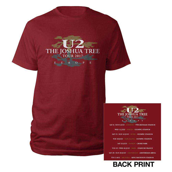 U2 | Official Band T-Shirt | Joshua Tree 2017 (Ex-Tour & Back Print)