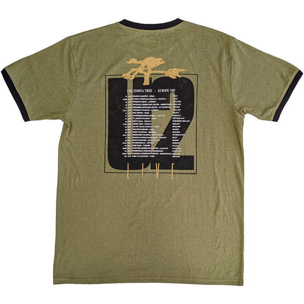 U2 | Official Band Ringer T-Shirt | Joshua Tree Europe 1987. (Back Print)