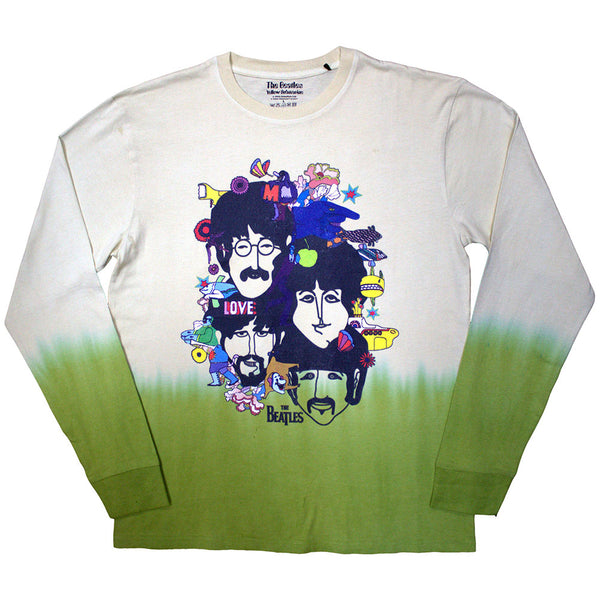 The Beatles | Official Band Long Sleeve T-Shirt | Yellow Submarine Heads Collage (Wash Collection)