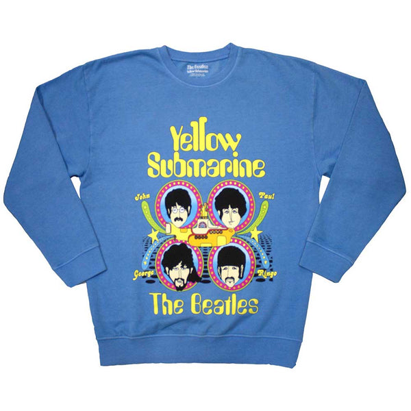 The Beatles | Official Band Sweatshirt | Yellow Submarine Heads In Circles