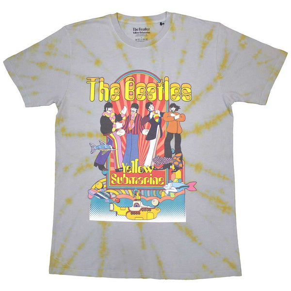 The Beatles | Official Band T-Shirt | Yellow Submarine Band & Fish (Wash Collection)