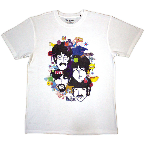 The Beatles | Official T-Shirt | Yellow Submarine Heads Collage / ATN (Back Print)