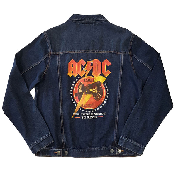 AC/DC Unisex Denim Jacket: About To Rock (Back Print)