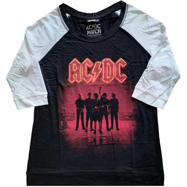 AC/DC Ladies Raglan T-Shirt: PWR-UP UK (Back Print)