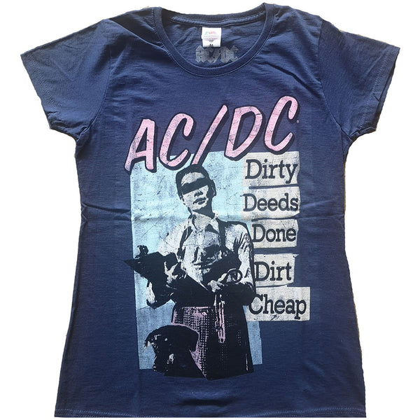 AC/DC Ladies T-Shirt: Vintage Dirty Deeds Done Dirt Cheap