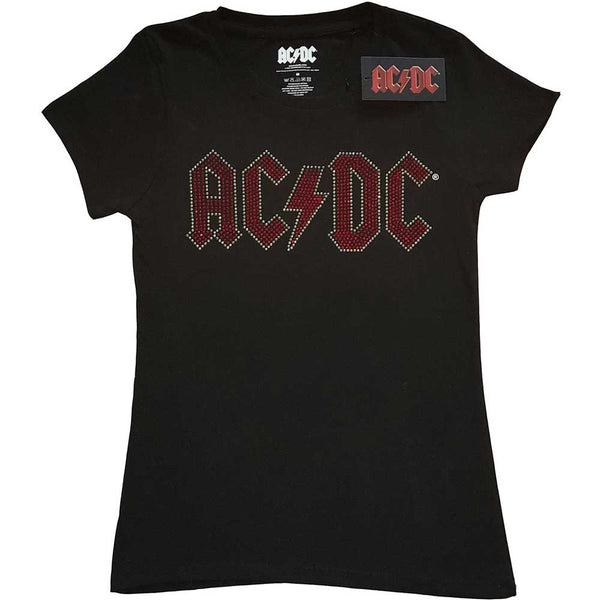 AC/DC Ladies T-Shirt: Full Colour Logo (Diamante)