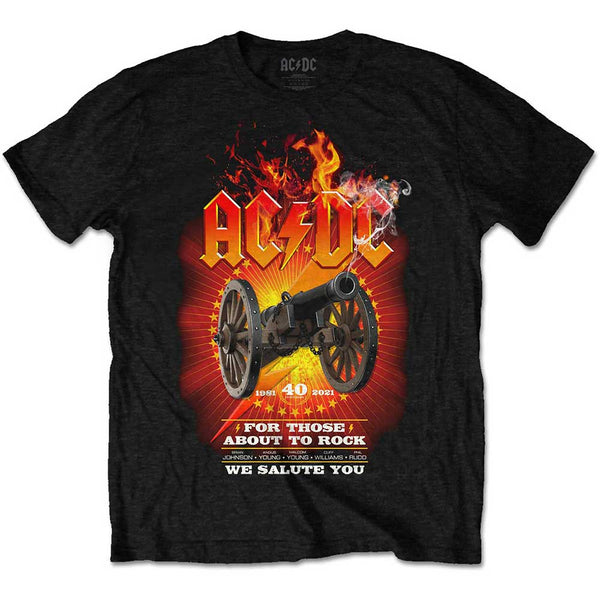 AC/DC | Official Band T-Shirt | FTATR 40th Flaming (Back Print)